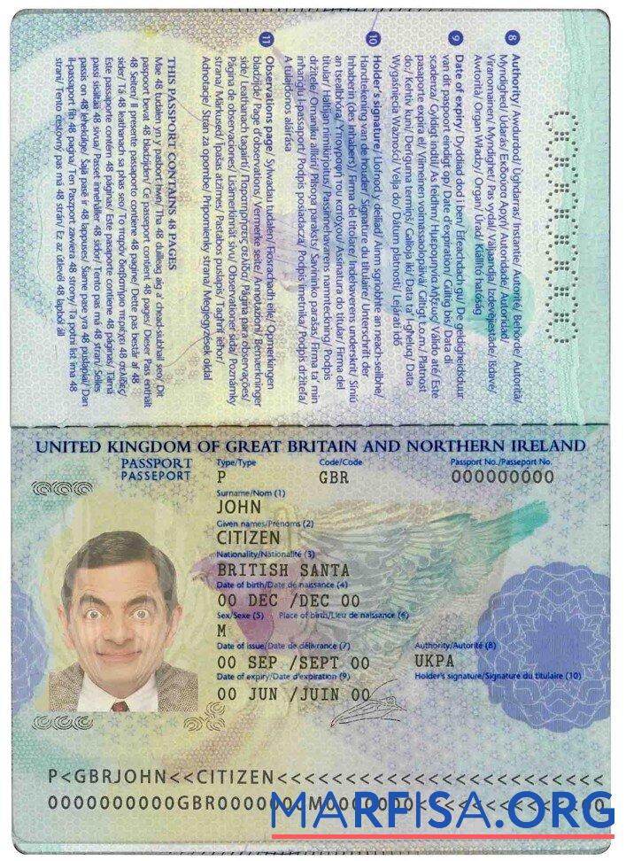 Blank United Kingdom passport template in PSD format, fully editable, 2006 2010